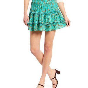 NWT Chelsea & Violet Womens Cute Floral Mini Ruffle Pull On Skirt